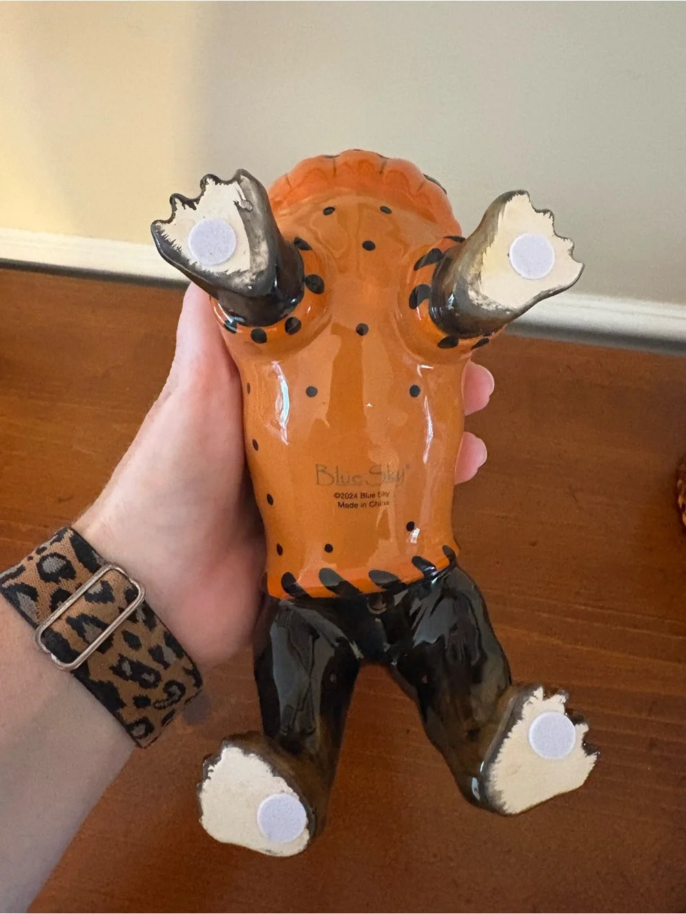 Blue Sky Halloween Dachshund Dog Figurine - Orange Pumpkin Design